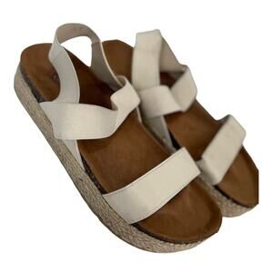 Women's Wanted Beige Strappy Platform Espadrille Sandal 8